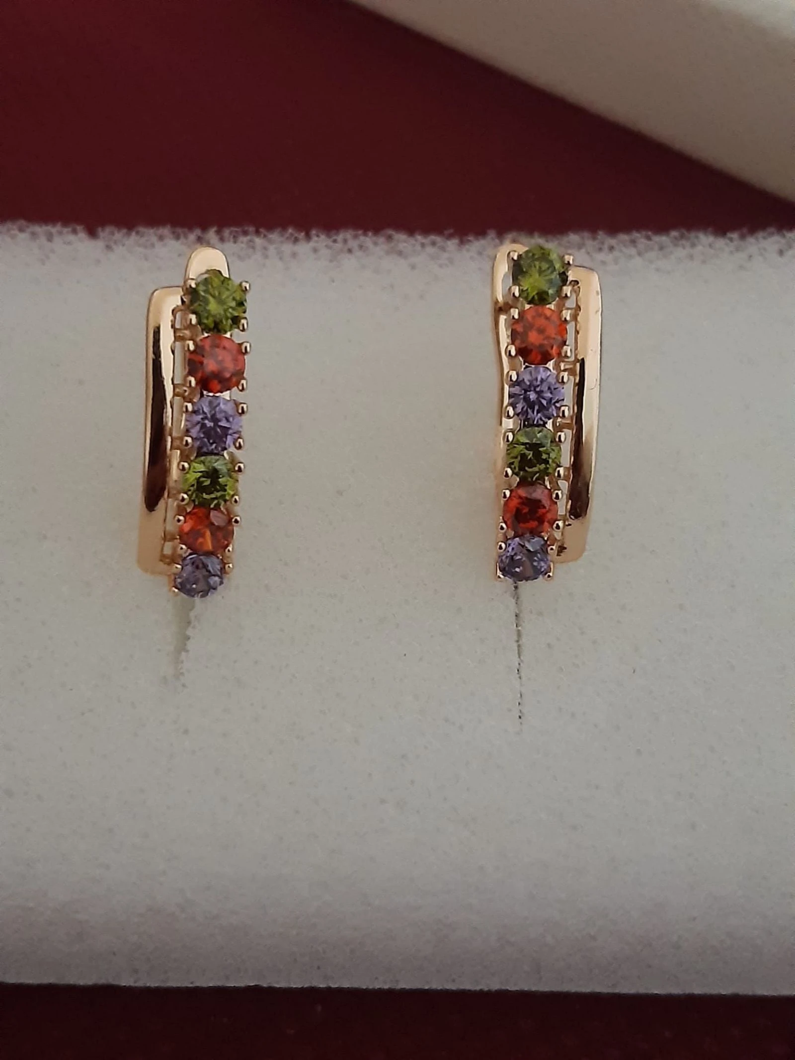 Multicolor cubic zirconia earrings, 1.8cm – photo 5